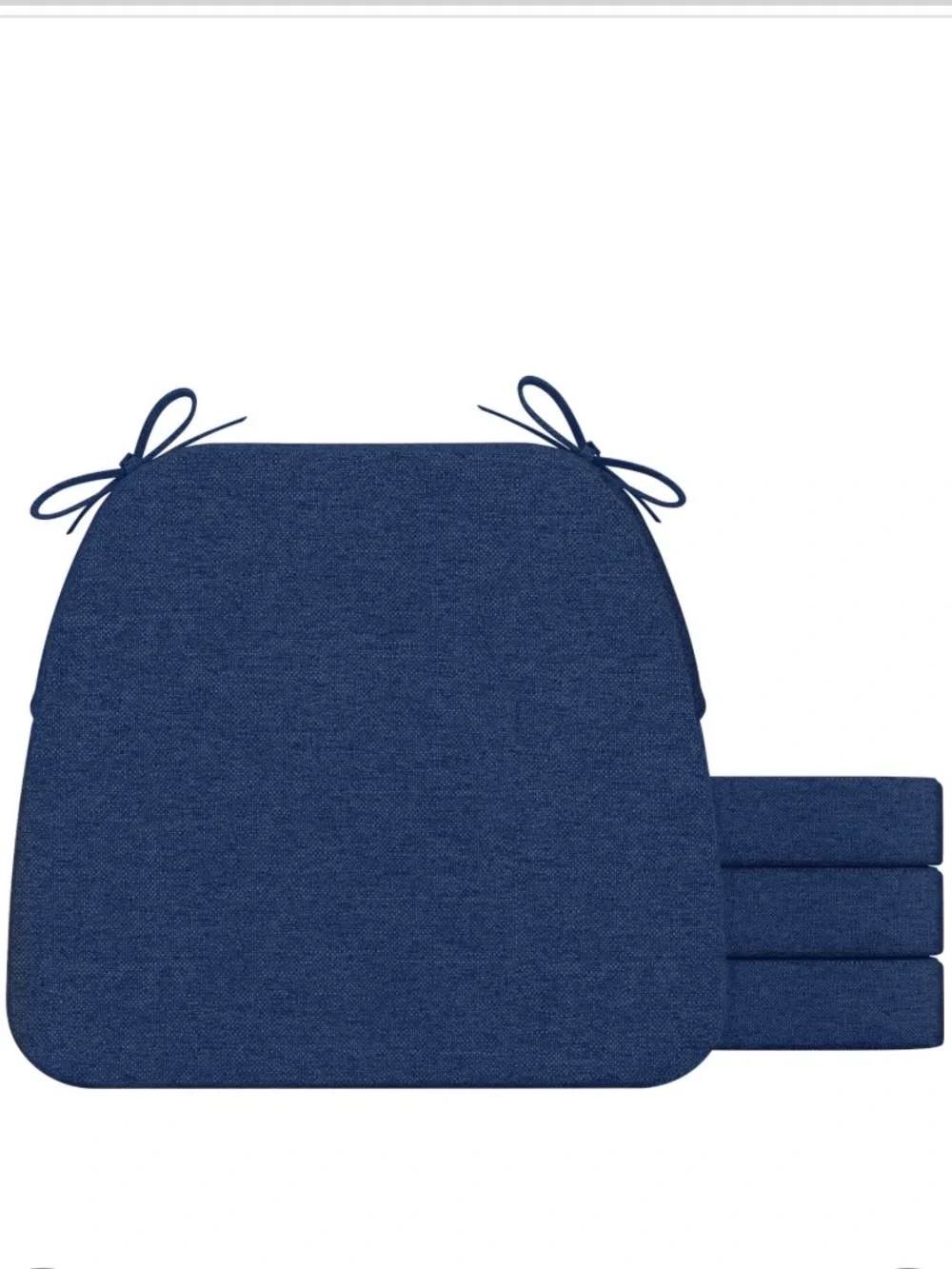Set of 4 Navy Blue Dining Chair Cushions with Ties